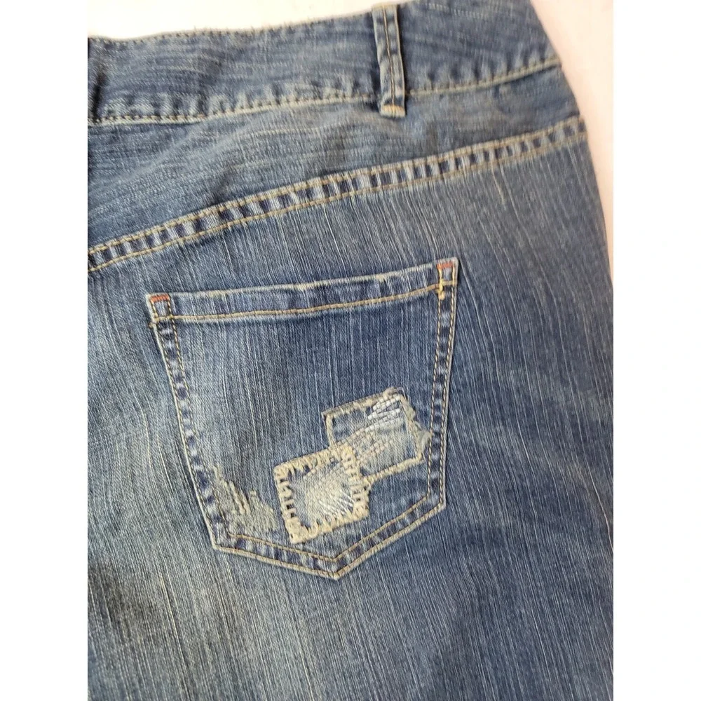 Lane Bryant Distinctly Boot Cut Jeans‎ Sz 20 Patchwork Distressed Stretch NWT